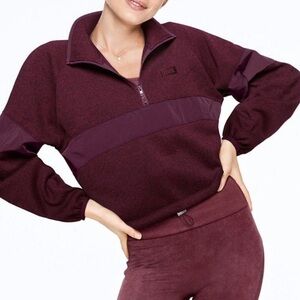PINK Victoria’s Secret Women’s Half Zip Pullover Sweatshirt Purple Size M